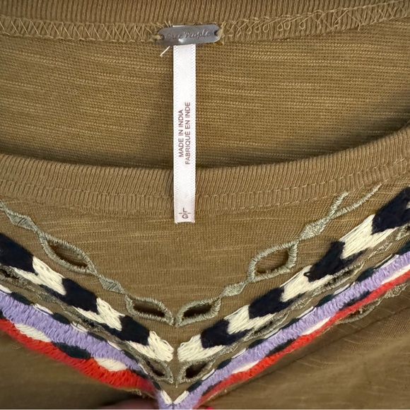 Free People Hand Me Down Embroidered Top in Moss Green - Picture 6 of 9